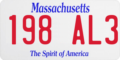 MA license plate 198AL3