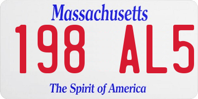 MA license plate 198AL5