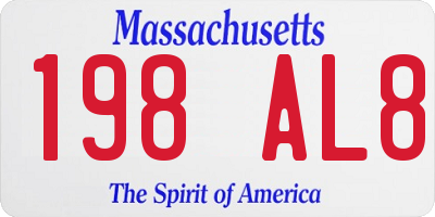 MA license plate 198AL8