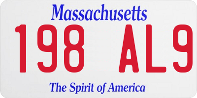 MA license plate 198AL9