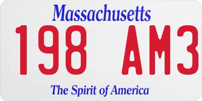 MA license plate 198AM3