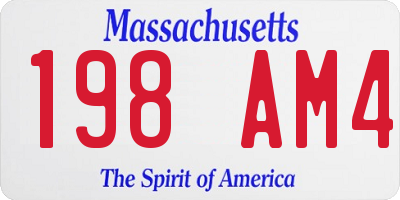 MA license plate 198AM4