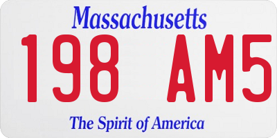 MA license plate 198AM5