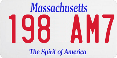 MA license plate 198AM7