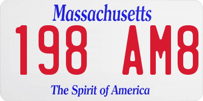 MA license plate 198AM8