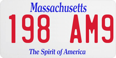 MA license plate 198AM9