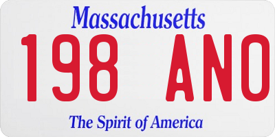 MA license plate 198AN0