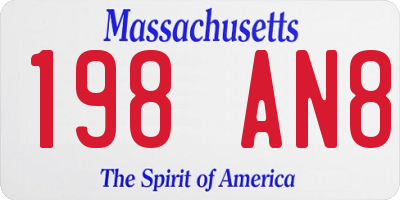 MA license plate 198AN8
