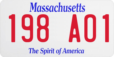 MA license plate 198AO1