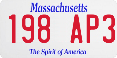 MA license plate 198AP3