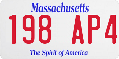 MA license plate 198AP4