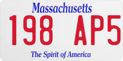 MA license plate 198AP5