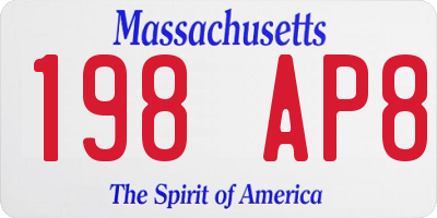 MA license plate 198AP8