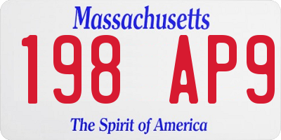 MA license plate 198AP9
