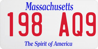 MA license plate 198AQ9