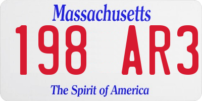 MA license plate 198AR3