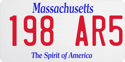 MA license plate 198AR5