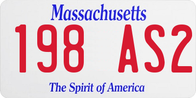 MA license plate 198AS2