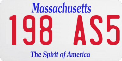 MA license plate 198AS5