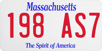 MA license plate 198AS7