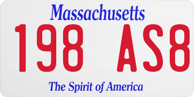 MA license plate 198AS8