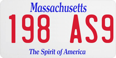 MA license plate 198AS9