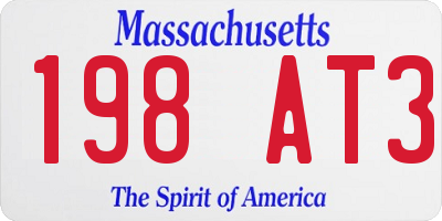 MA license plate 198AT3