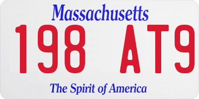 MA license plate 198AT9