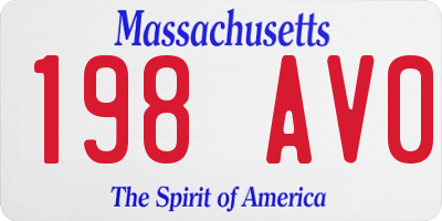 MA license plate 198AV0