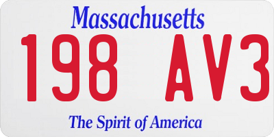 MA license plate 198AV3