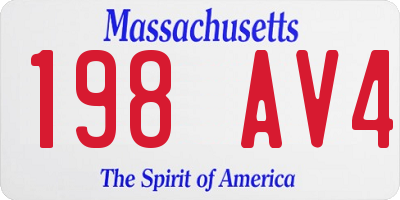 MA license plate 198AV4