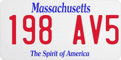 MA license plate 198AV5