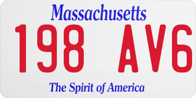 MA license plate 198AV6