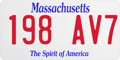 MA license plate 198AV7