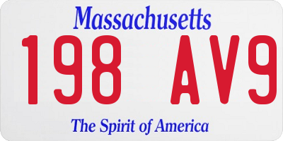 MA license plate 198AV9