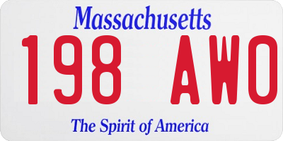 MA license plate 198AW0