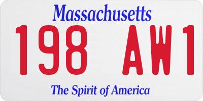 MA license plate 198AW1