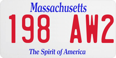 MA license plate 198AW2