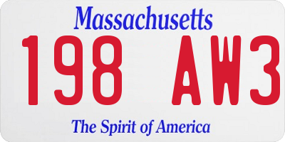 MA license plate 198AW3