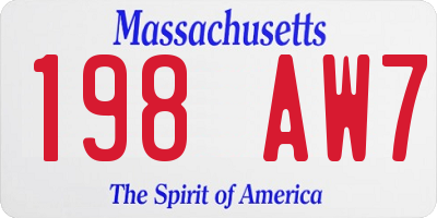 MA license plate 198AW7
