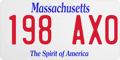 MA license plate 198AX0