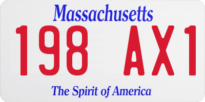 MA license plate 198AX1