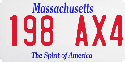 MA license plate 198AX4