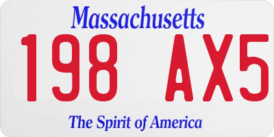 MA license plate 198AX5