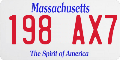 MA license plate 198AX7