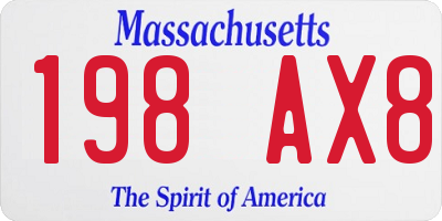 MA license plate 198AX8