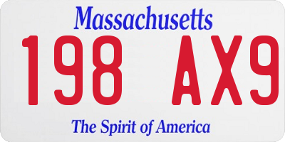 MA license plate 198AX9