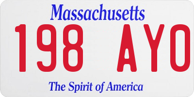 MA license plate 198AY0