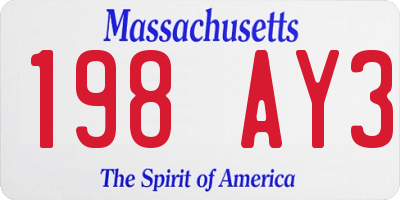 MA license plate 198AY3