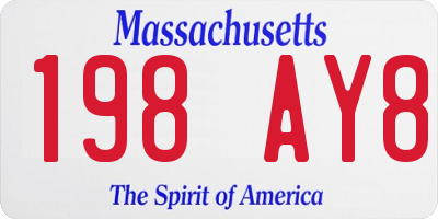 MA license plate 198AY8